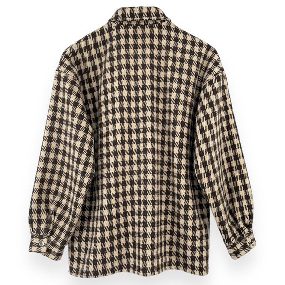 Princess Polly Harry Brown Beige Check Plaid Poly Wool Jacket S/M - Picture 4 of 9